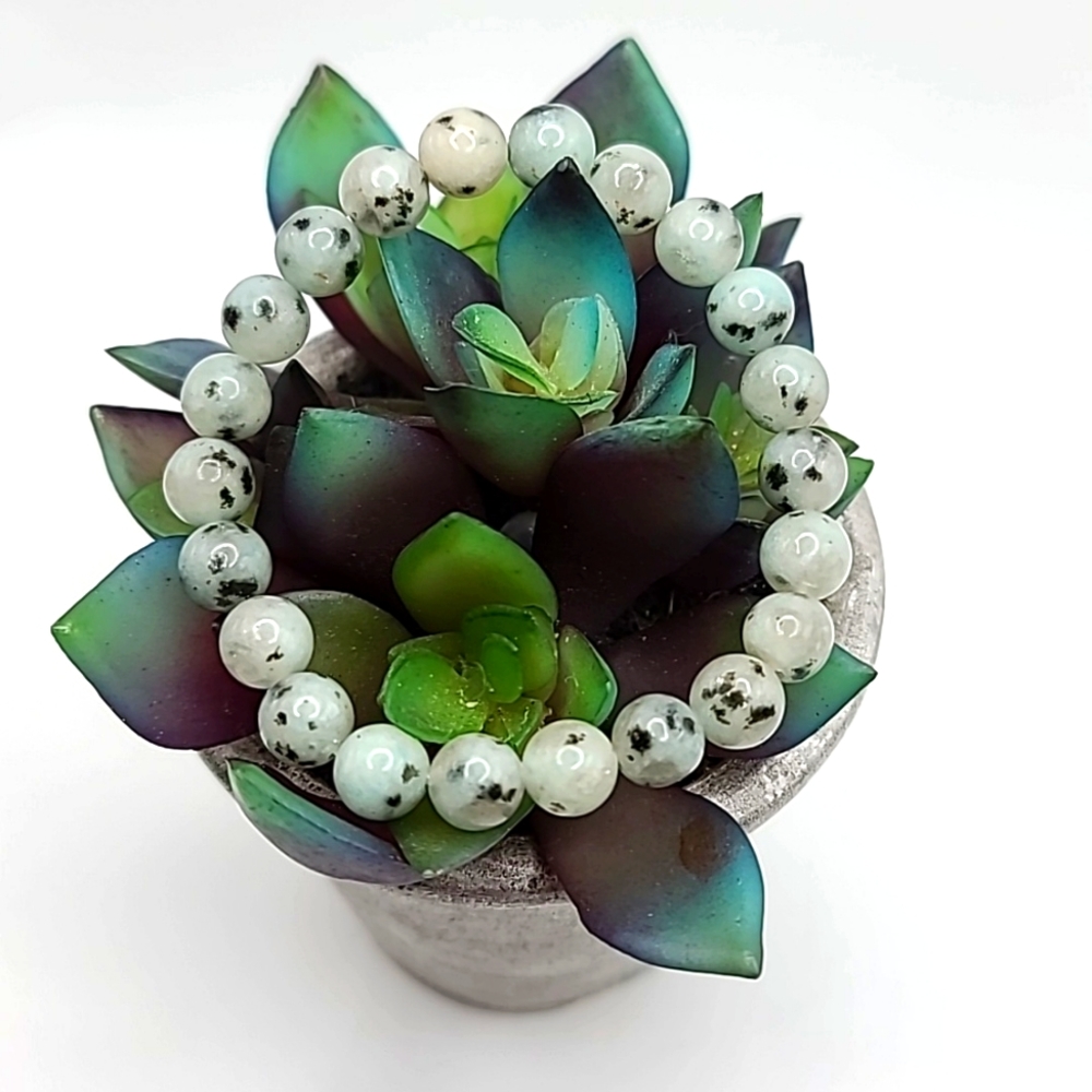 Natural Kiwi Jasper Crystal Bead Bracelet